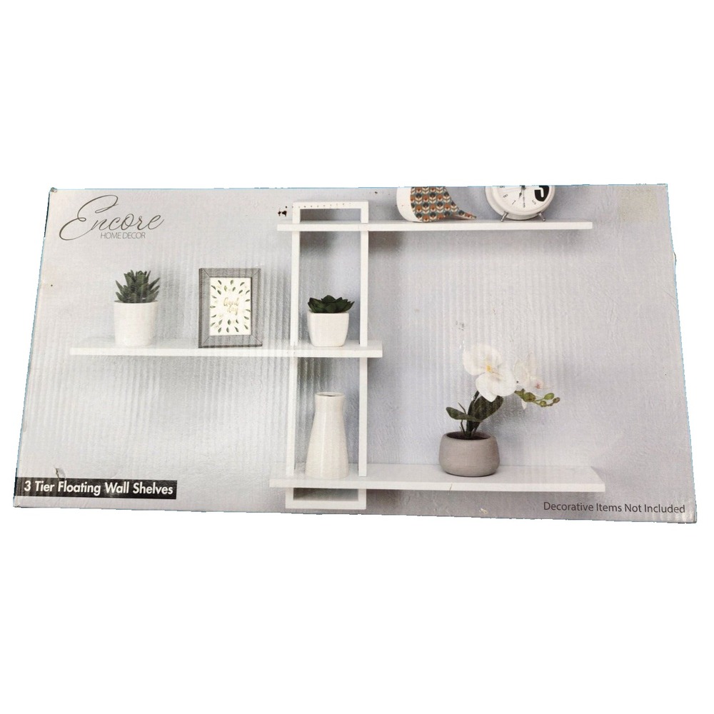 Floating‎ Wall Shelf Intersecting 3 tier  White Rack Storage Home Decor Encore